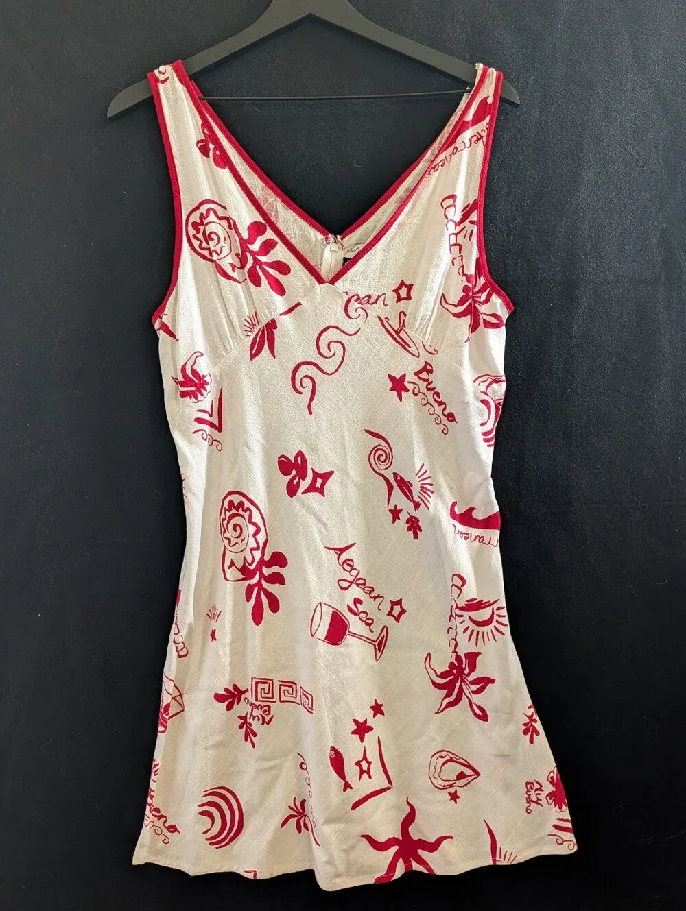 Petal + Pup NWT Biarritz Dress Large Red White Linen Blend Summer Mini Vacation